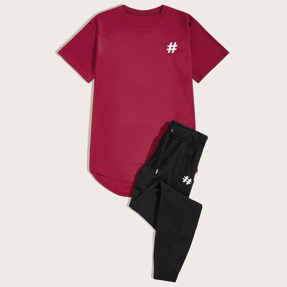 

Guys Graphic High Low Tee & Drawstring Pants, Multicolor