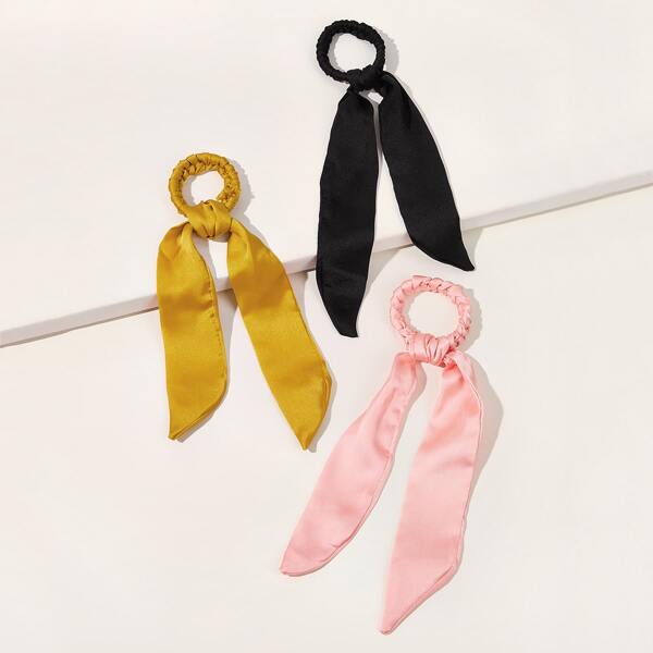 

3pcs Girls Solid Scrunchie Scarf, Multicolor