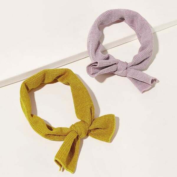 

2pcs Toddler Girls Solid Headband, Multicolor