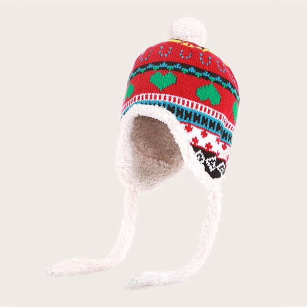 

Toddler Girls Heart Pattern Beanie, Multicolor