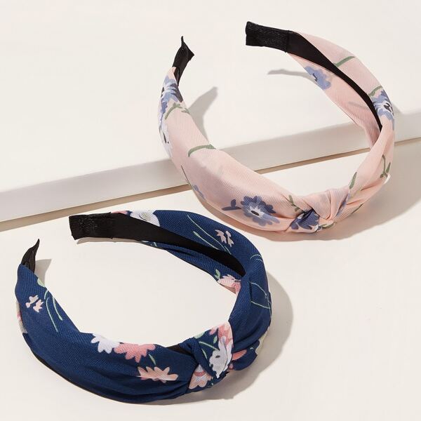 

2pcs Girls Ditsy Floral Pattern Headband, Multicolor