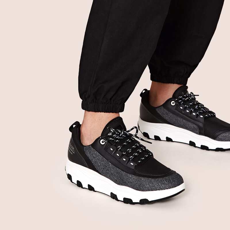 

Lace-up Front Chunky Sole Trainers, Black