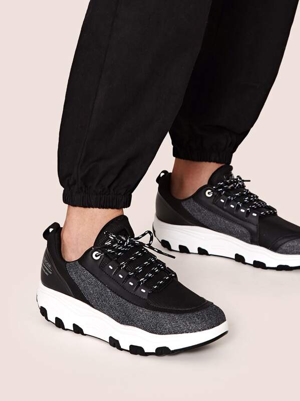 

Lace-up Front Chunky Sole Trainers, Black