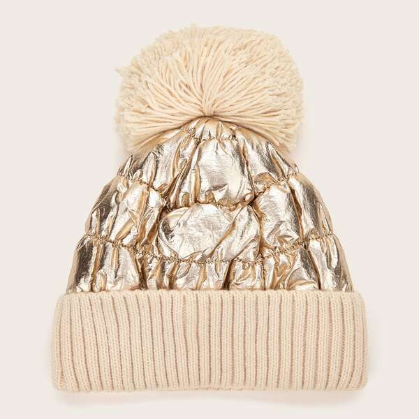 

Pom Pom Decor Knit Beanie, Multicolor