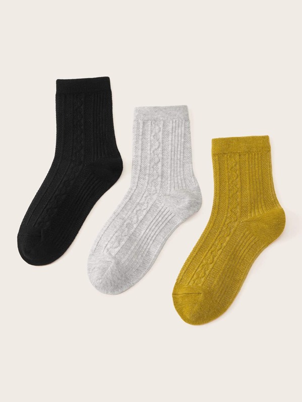 

3pairs Solid Socks, Multicolor
