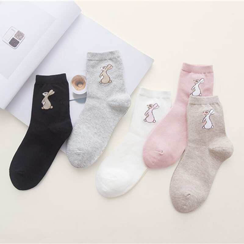 

5pairs Rabbit Pattern Socks, Multicolor