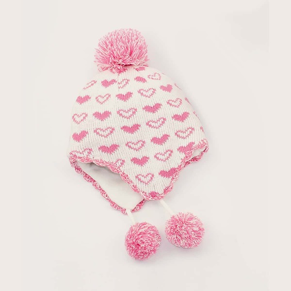 

Toddler Girls Heart Pattern Beanie, Multicolor