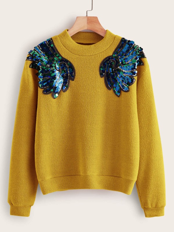 

Contrast Sequin Wing Jumper, Yellow
