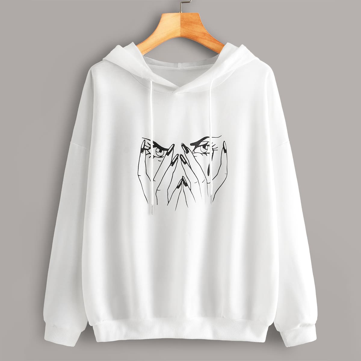 

Figure Graphic Drawstring Hoodie, White