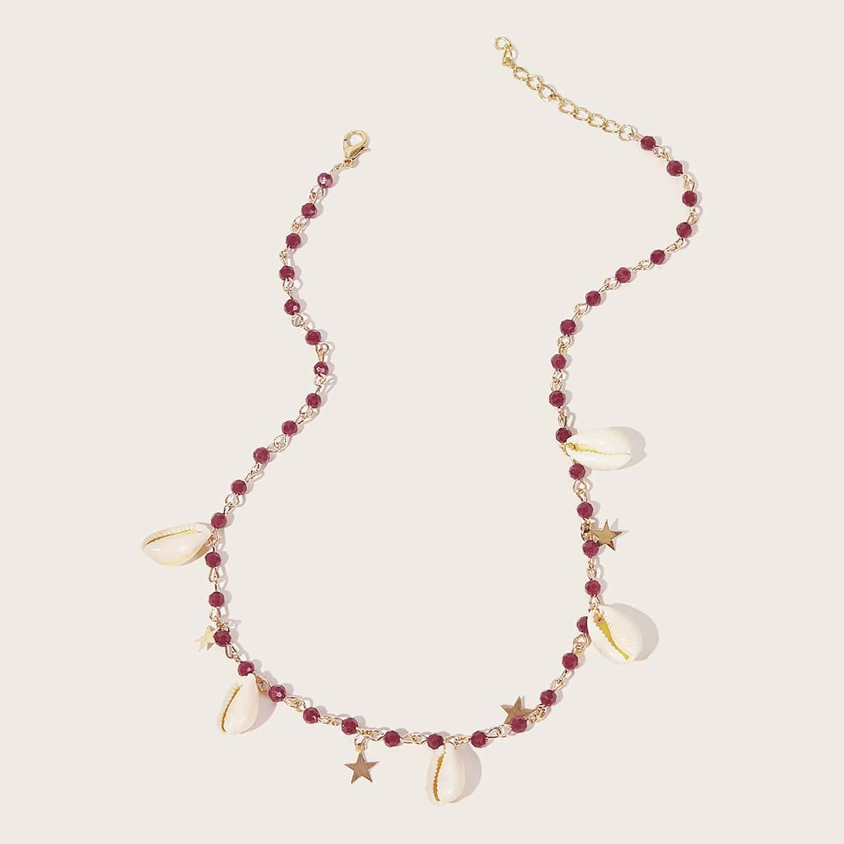 

1pc Shell & Star Pendant Beaded Necklace, Multicolor