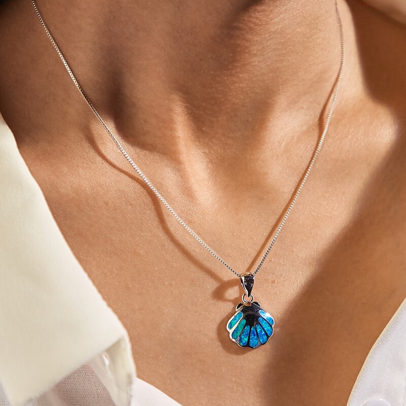 

1pc Shell Charm Necklace, Blue
