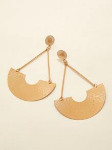 1 cặp Laser Cut Fan Link Bông tai dangle - Vàng - Xem 2