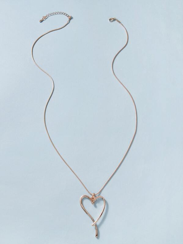 

1pc Heart Charm Necklace, Gold