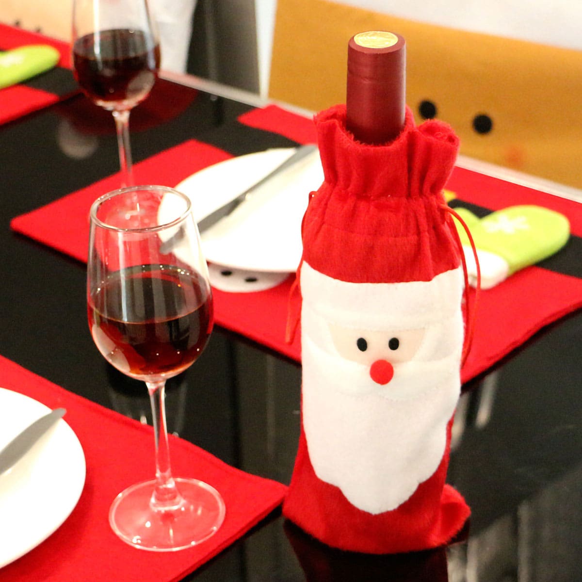 

1pc Christmas Santa Claus Bottle Cover, Red