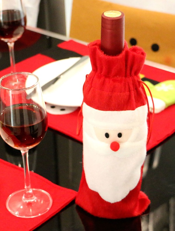 

1pc Christmas Santa Claus Bottle Cover, Red