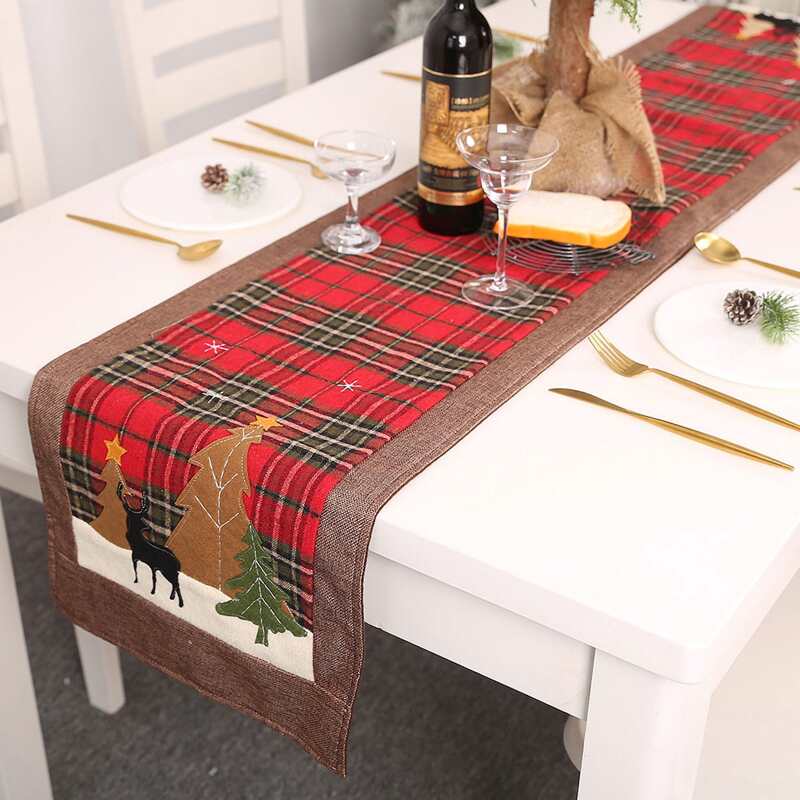 

1pc Christmas Tartan Pattern Table Runner, Multicolor