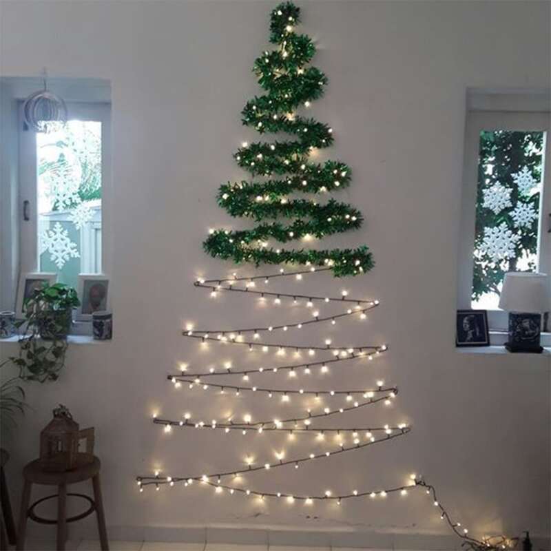 

1pc Wall Christmas New Year Tree String Light, Beige