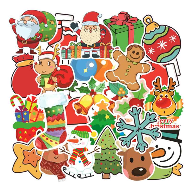 

101pcs Cartoon Christmas Print Sticker