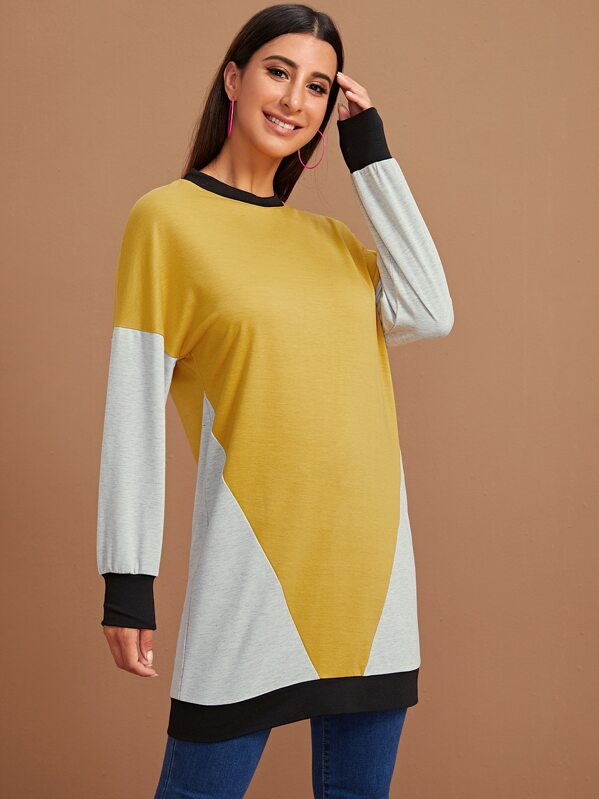 

Cut And Sew Longline Sweatshirt, Multicolor, Gabe