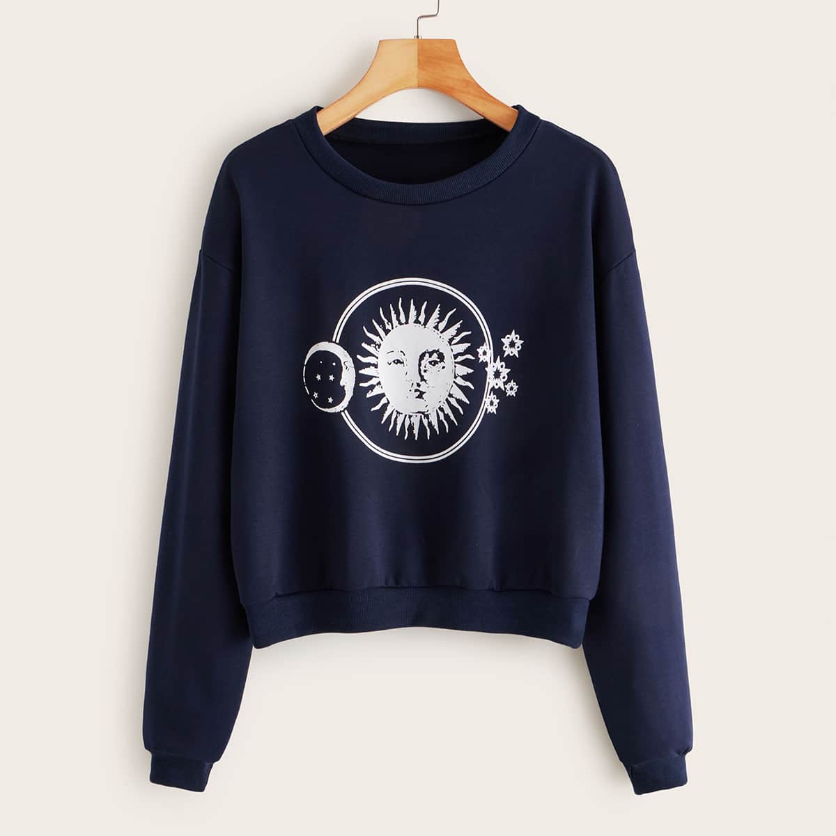 

Sun Print Drop Shoulder Sweatshirt, Navy