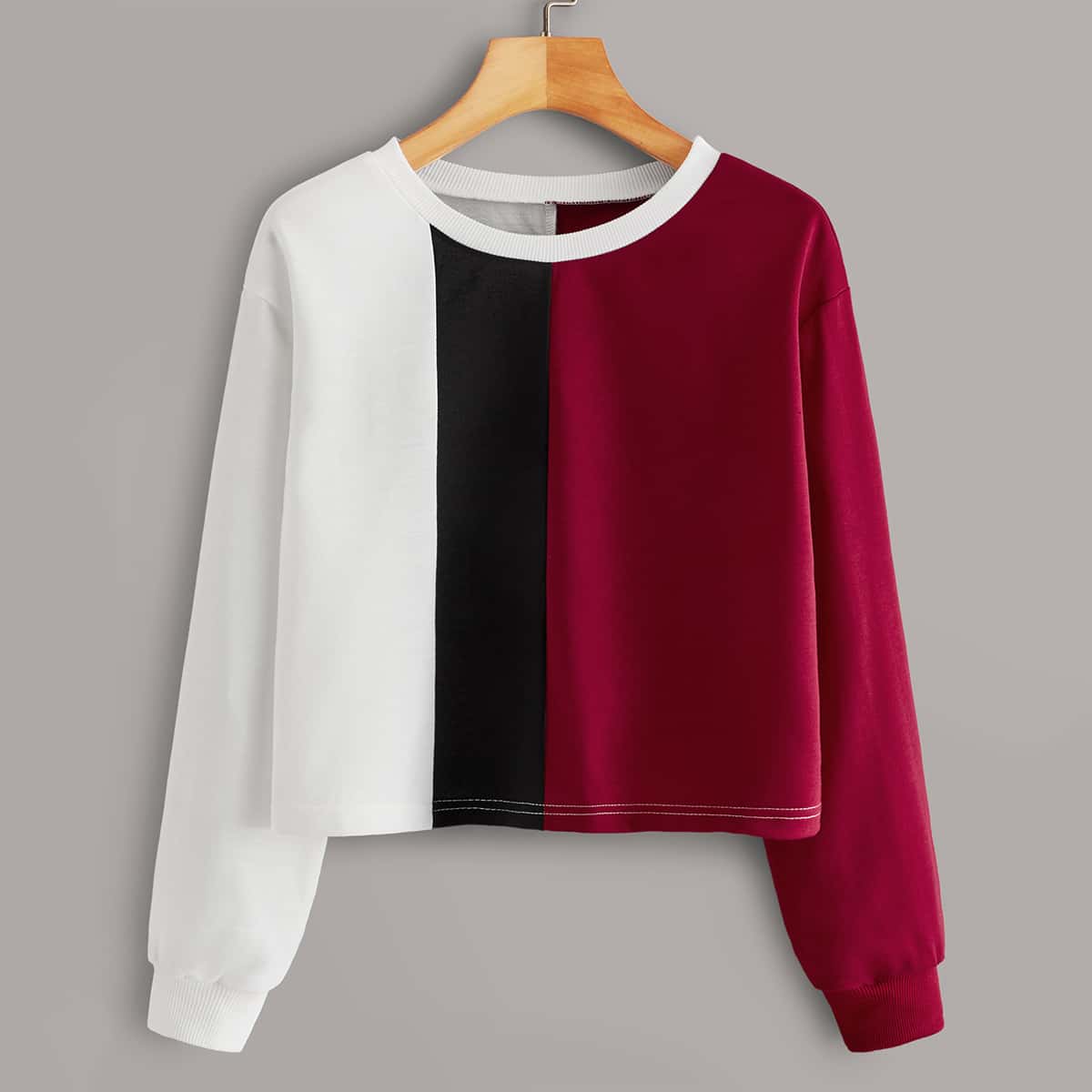 

Cut And Sew Crop Sweatshirt, Multicolor