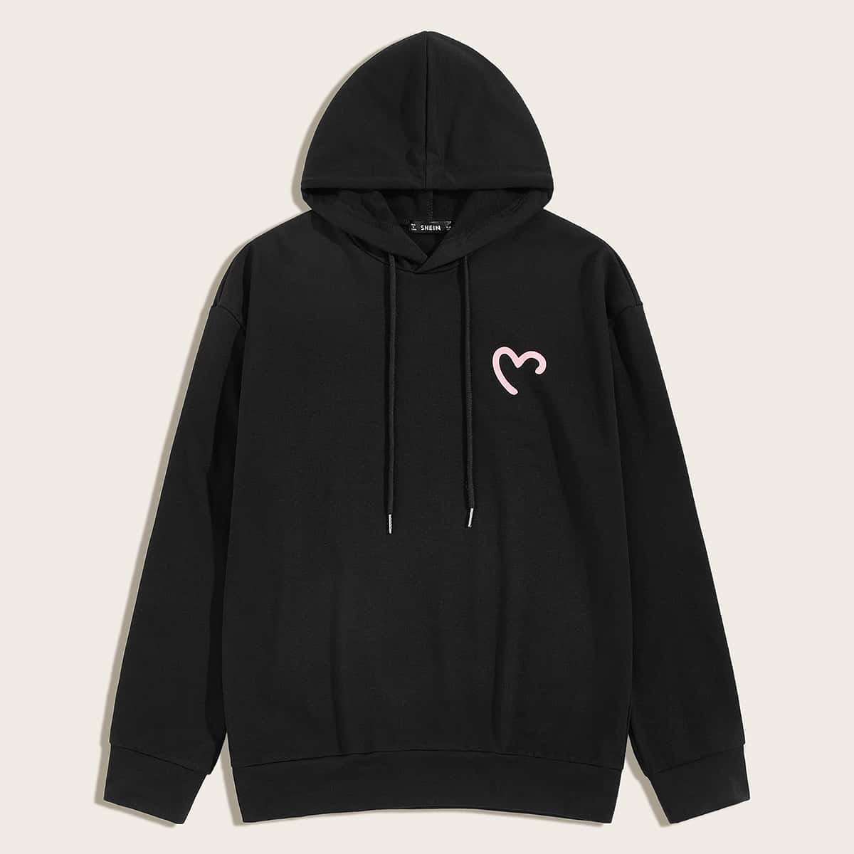 

Guys Graphic Print Hoodie, Black