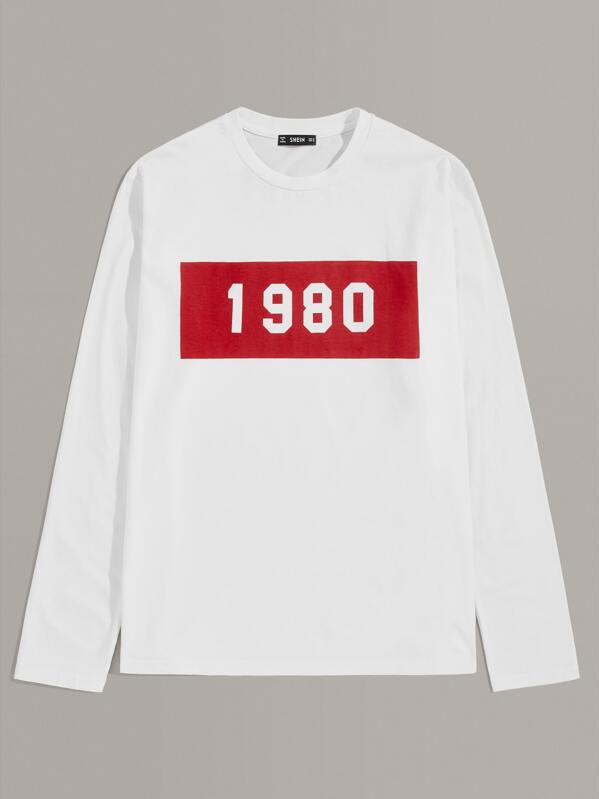 

Men Number Print Tee, White