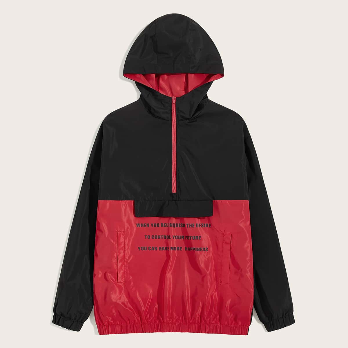 

Guys Slogan Graphic Two Tone Anorak Jacket, Multicolor