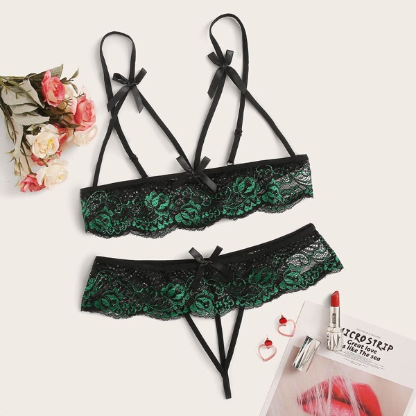 

Floral Lace Lingerie Set, Multicolor