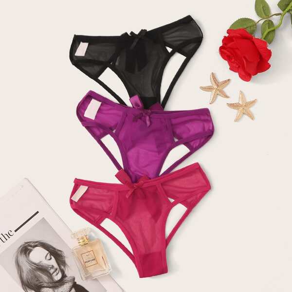

3pack Cut Out Mesh Panty Set, Multicolor