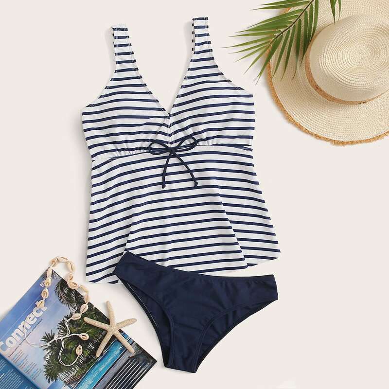 

Striped Top With Panty Tankini, Multicolor