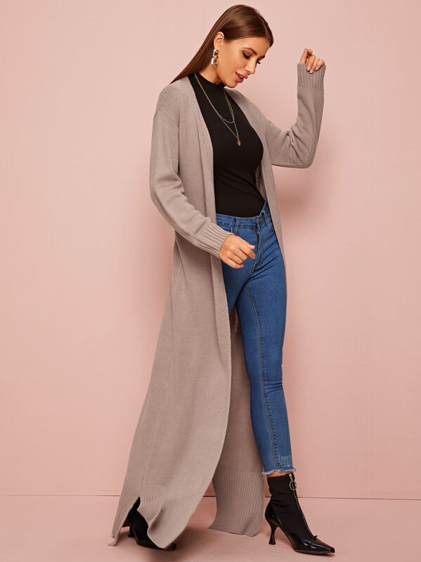

Drop Shoulder Belted Long Cardigan, Nude, Hanna