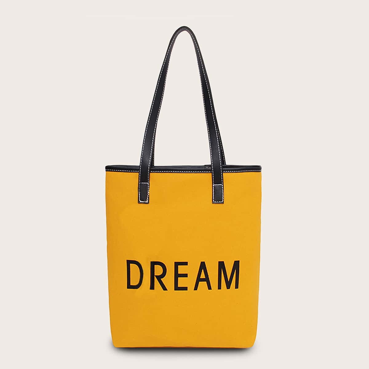 

Letter Graphic Canvas Tote Bag, Yellow