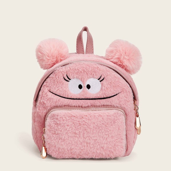 

Pom Pom Decor Fluffy Backpack, Pink