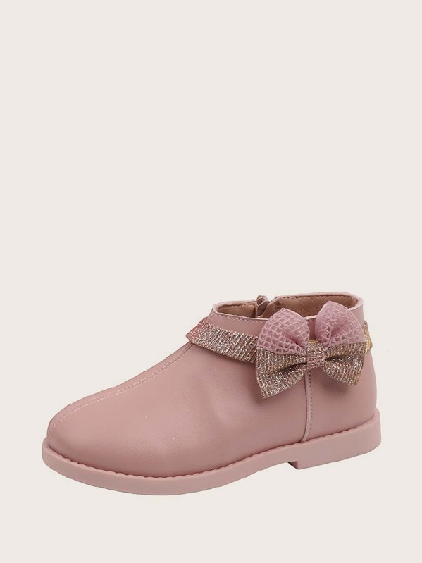 

Toddler Girls Glitter Bow Decor Ankle Boots, Pink