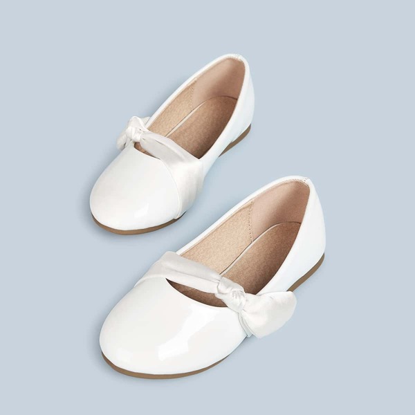 

Toddler Girls Knotted Ballet Flats, White