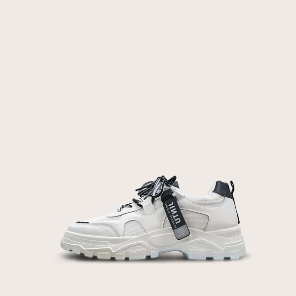 

Men Lace-up Front Chunky Sneakers, White