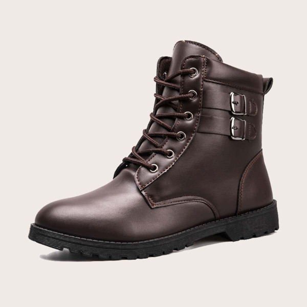 

Men Buckle Decor Boots