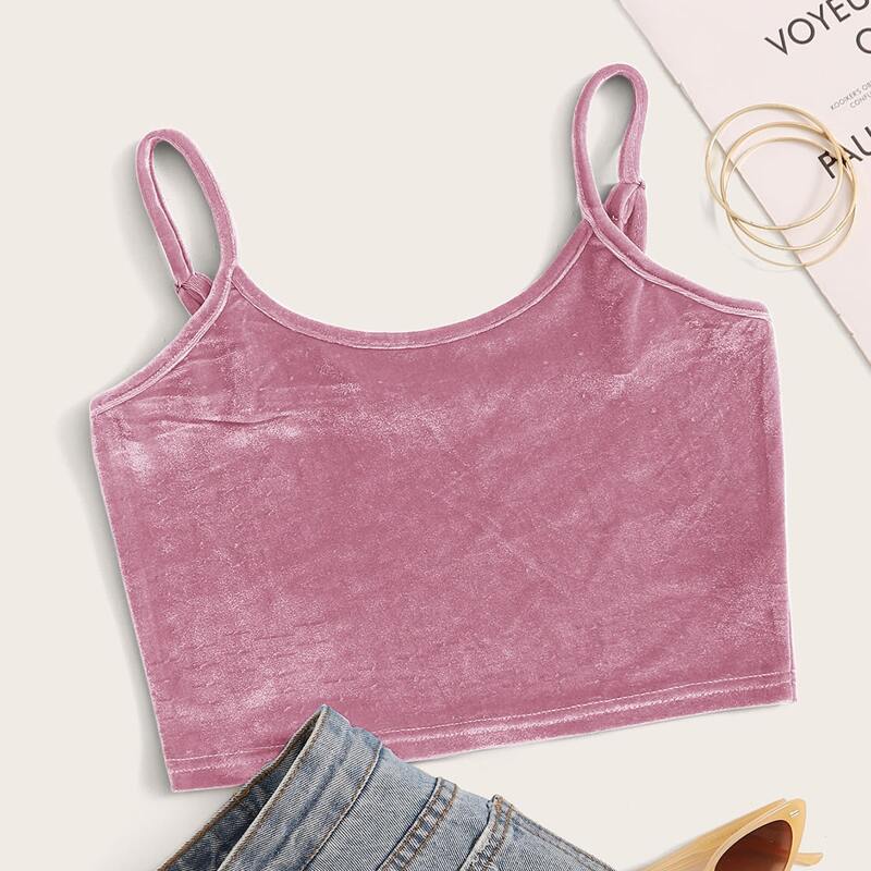 

Velvet Crop Cami Top, Pink