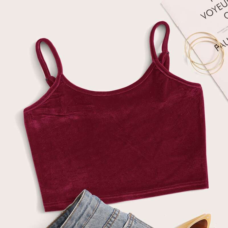 

Burgundy Velvet Crop Cami Top