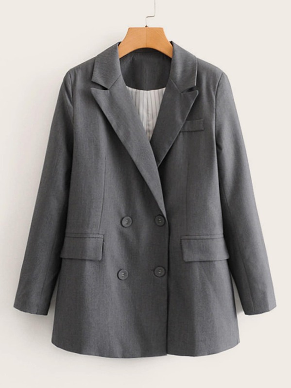 

Double Breasted Pocket Side Blazer, Grey