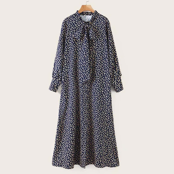 

Polka Dot Button Front Shirt Dress, Navy