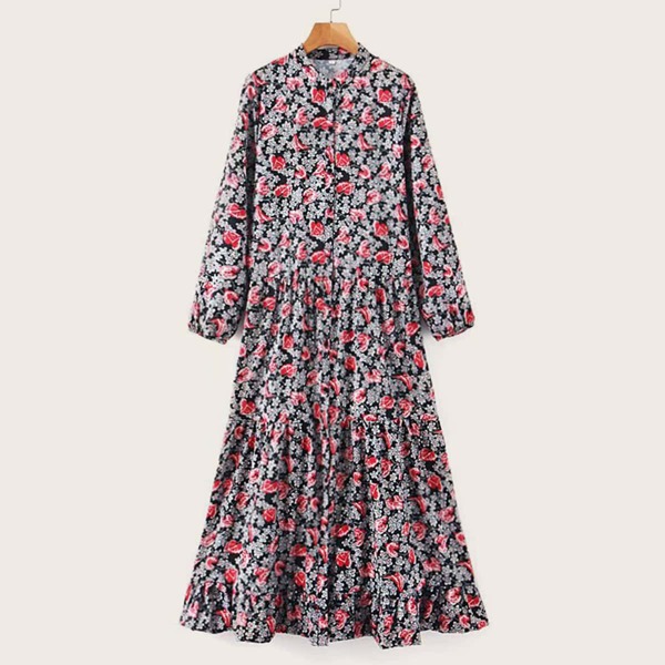 

Ditsy Floral Print Ruffle Hem Dress, Multicolor