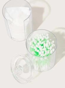 ROMWE 1入組塑料拭子支架分配器，圓形面墊存儲組織 - 無色 - 查看 3