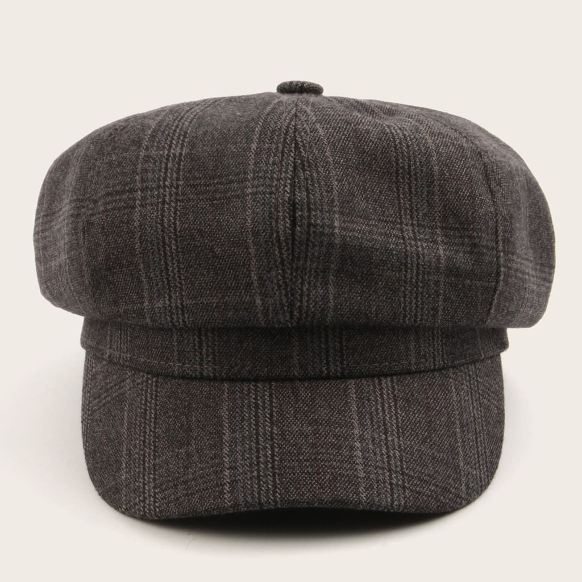 

Guys Plaid Pattern Baker Boy Hat, Grey