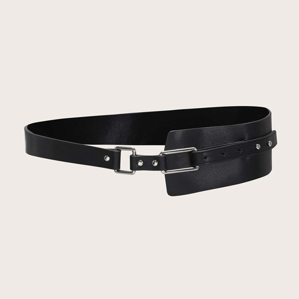 

Rivet Decor Metal Buckle Belt, Black