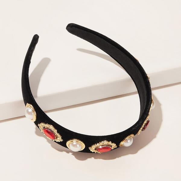 

Faux Pearl & Gemstone Decor Headband, Multicolor