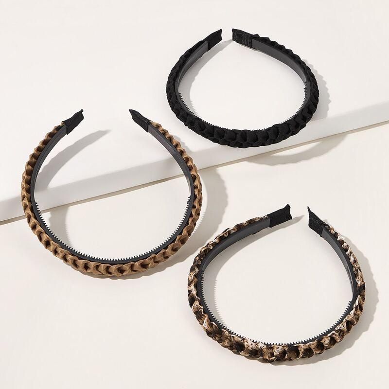 

3pcs Braided Headband, Multicolor