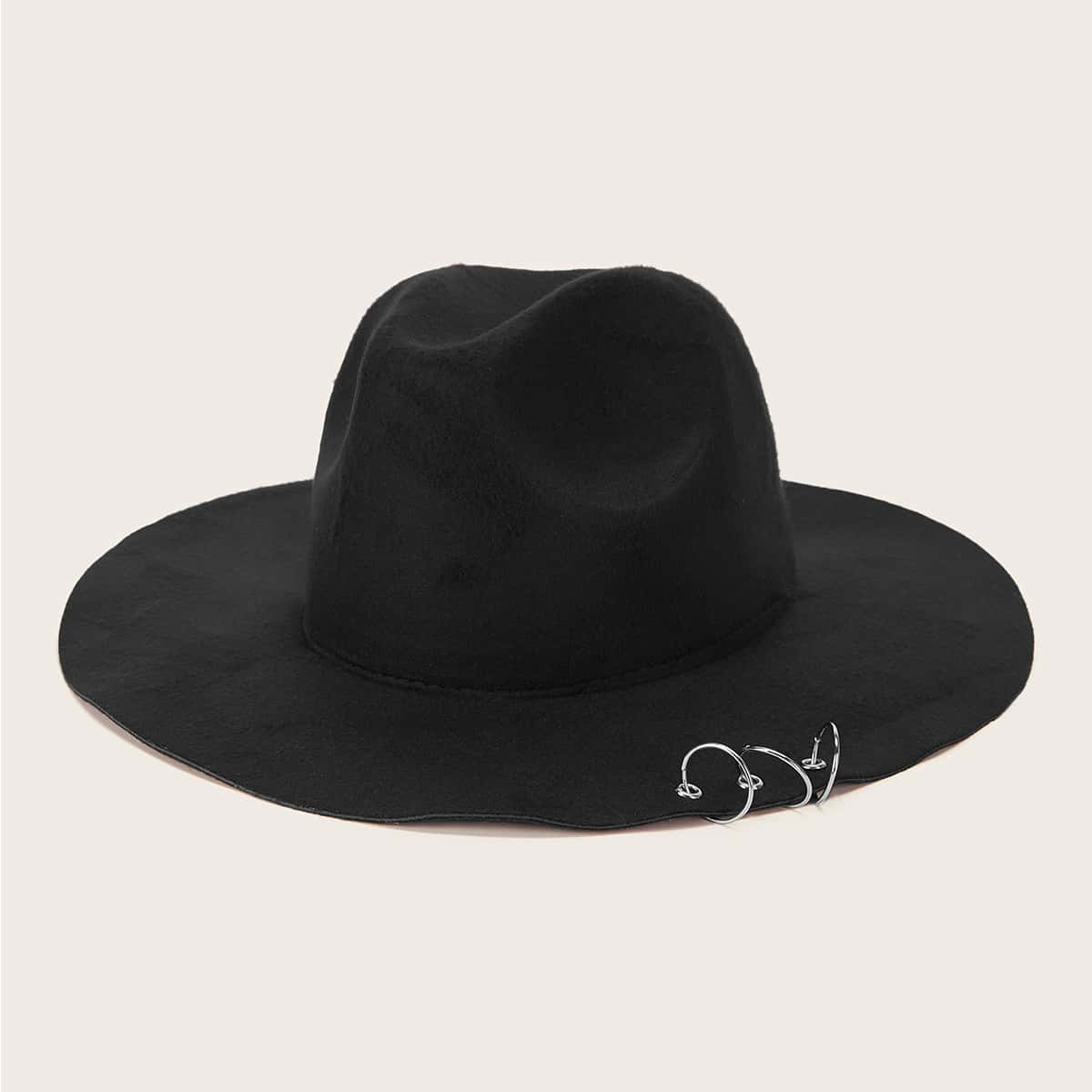 

Ring Decor Floppy Hat, Black