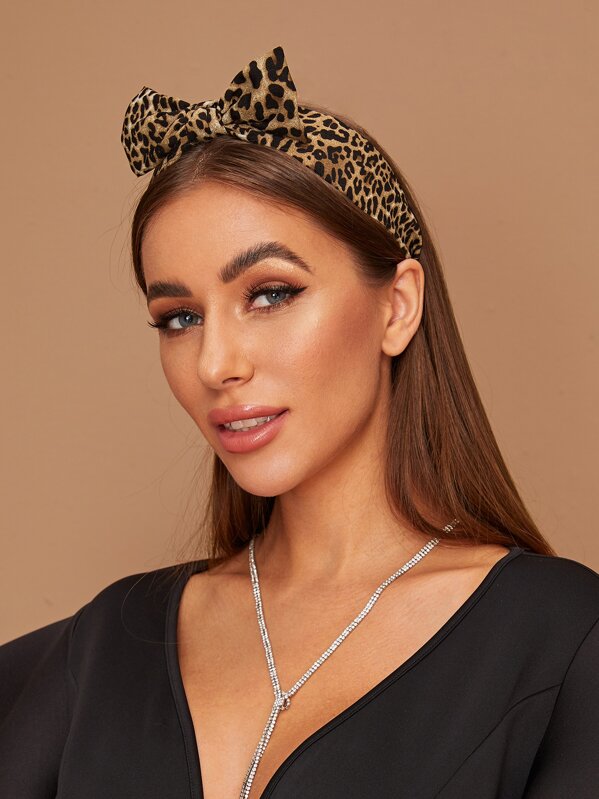 

Leopard Graphic Bow Knot Decor Headband, Multicolor